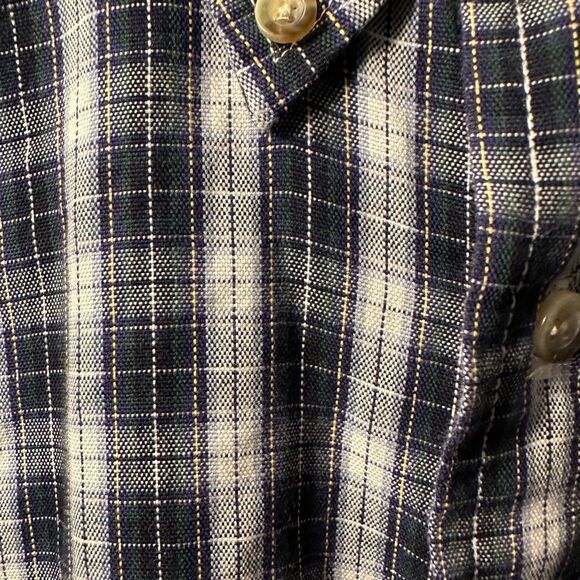 Pendleton Oxford Mens Plaid Black & White Green Long Sleeve Button Shirt Large - Picture 4 of 8